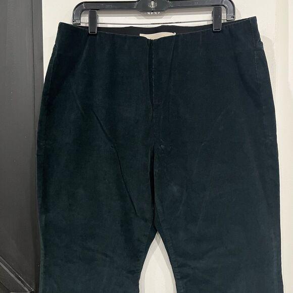 Soft Surroundings Green Corduroy Velvet Flare Pants Size Petite XL - Picture 2 of 5